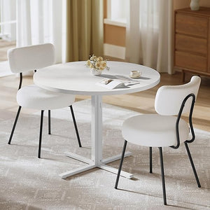 Round Dining Table Set with 2 Upholstered Chairs