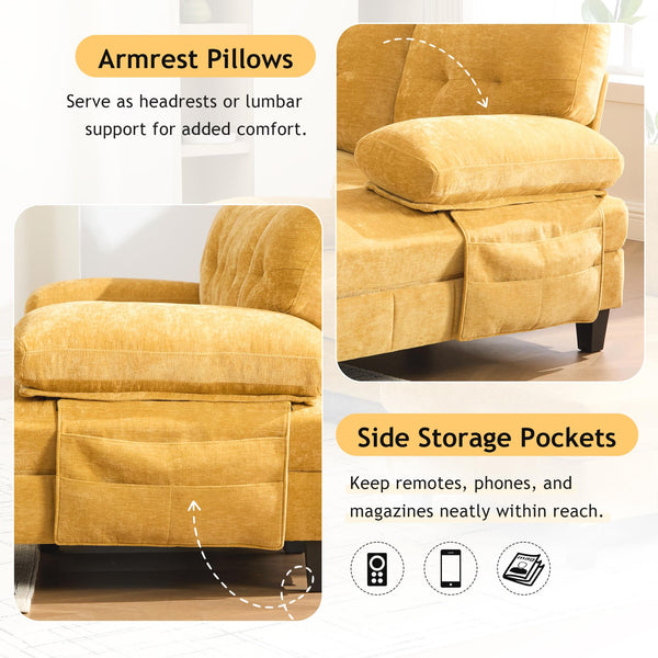 U-Shaped Sectional Sofa with Dual Chaise Lounges & Storage Pockets