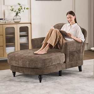 Indoor Chaise Lounge Chair — Upholstered Single Sofa for Bedroom & Living Room