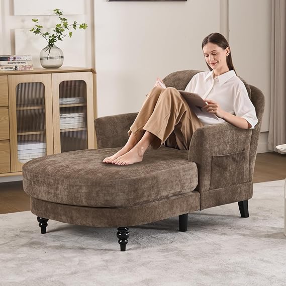 Indoor Chaise Lounge Chair — Upholstered Single Sofa for Bedroom & Living Room