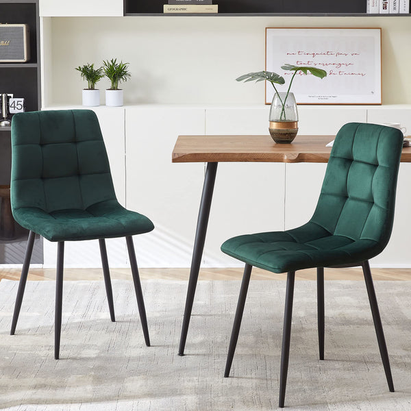 5-Piece Rectangular Dining Table Set with Velvet Chairs & Metal Legs