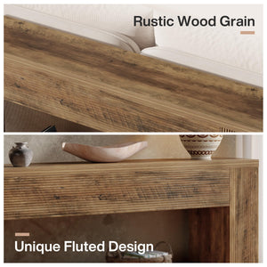 70.9" Farmhouse Fluted Console Table with 2-Tier Storage