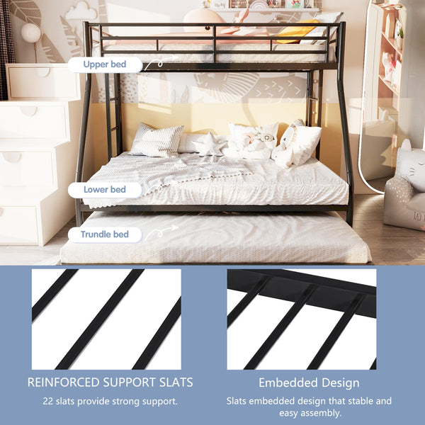Twin Over Full Metal Loft Bunk Bed with Desk and Dual Ladders
