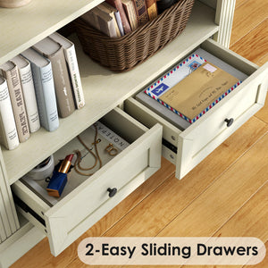 71" Arched Bookcase with Drawers & Adjustable Shelves