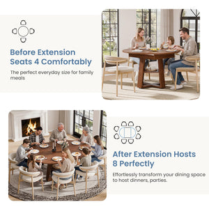 Extendable Round Dining Table for 4-8