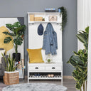 Hall Tree Entryway Bench with Coat Rack, Shoe Rack, Storage Drawers & Padded Seat