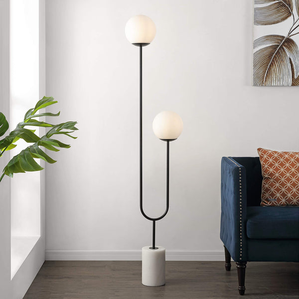 2-Light Globe Floor Lamp with Marble Base