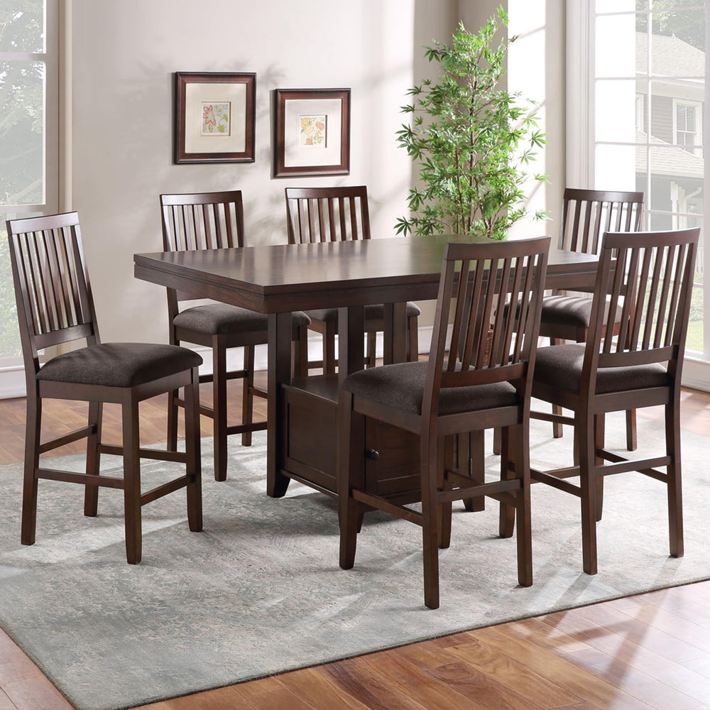 7-Piece Counter Height Dining Table Set with 6 Upholstered Chairs