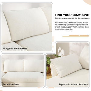 U-Shaped Sectional Sofa with Deep Seat – Chenille Fabric, 4-Seat, Beige