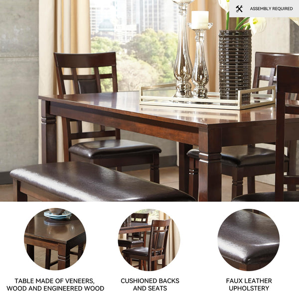 6-Piece Dining Table Set with Bench and 4 Chairs