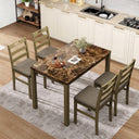5-Piece Faux Marble Dining Table Set with 4 Upholstered Chairs