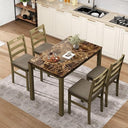 5-Piece Farmhouse Dining Table Set for 4 — Wood Kitchen Table and Chairs