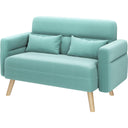 46" Modern Fabric Loveseat Sofa with Lumbar Pillows & Solid Wood Legs
