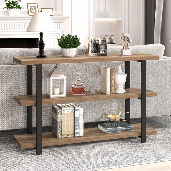 3-Tier Console Table with Storage Shelves