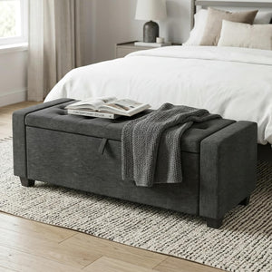 Storage Ottoman Bench with Lid – 47" Upholstered Entryway Bench
