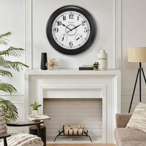 18-Inch Illuminated Outdoor Wall Clock with Thermometer & Hygrometer