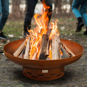 Corten Steel Round Fire Pit Bowl – Outdoor Wood Burning
