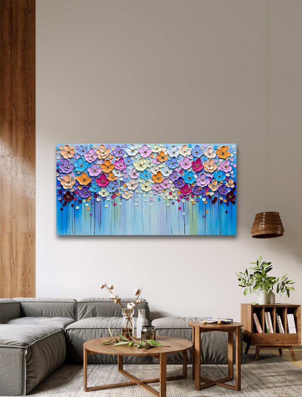 3D Floral Hand-Painted Canvas Wall Art