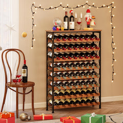 64-Bottle Freestanding Wine Rack with LED Lights