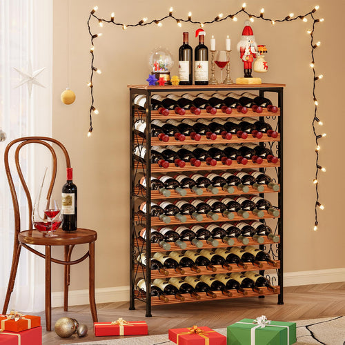 64-Bottle Freestanding Wine Rack with LED Lights