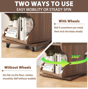 4-Tier Rotating Bookshelf with Wheels