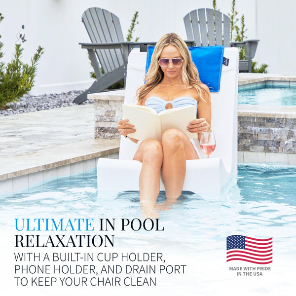 In-Pool Chaise Lounge Chairs for Tanning Shelf – Set of 2, White