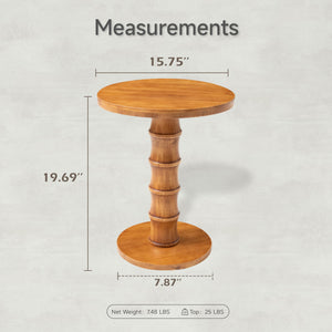 Round Cedar Pedestal End Table – Warm Natural