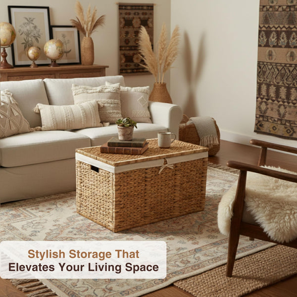 Wicker Storage Trunk with Lid
