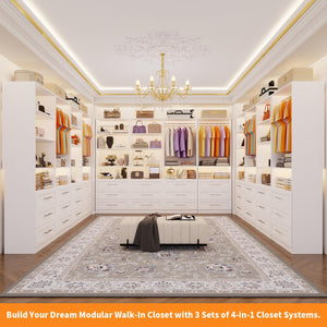 Walk-In Closet System with 12 Drawers, 10 Shelves & 6 Hanging Rods