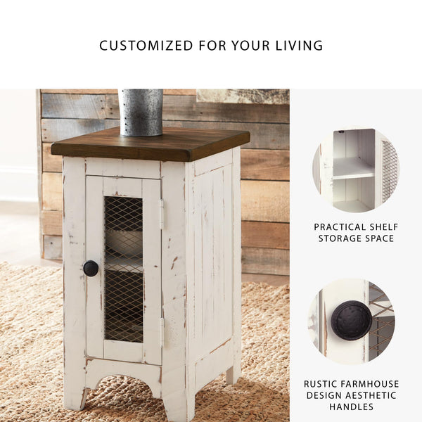 Farmhouse Chairside End Table with Cabinet Door