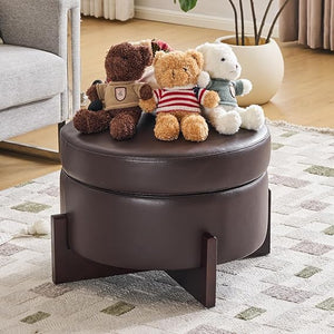 Round Storage Ottoman with Hidden Storage