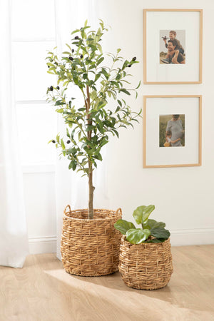 Round Woven Storage Basket Set of 2 – Natural Water Hyacinth