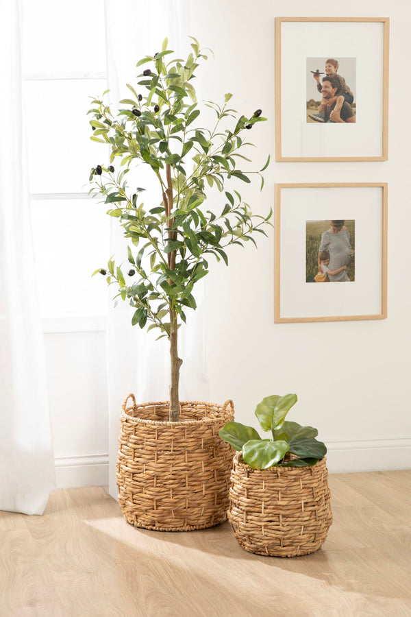 Round Woven Storage Basket Set of 2 – Natural Water Hyacinth