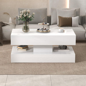 LED Coffee Table with Storage & Drawers