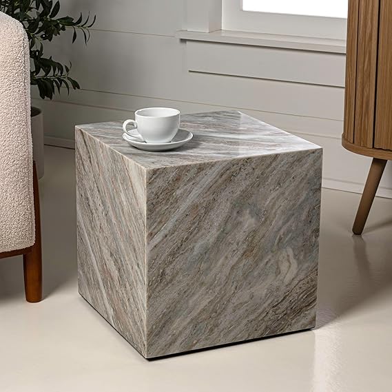 Natural Marble Cube End Table 15.5"