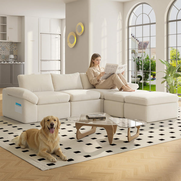 108" U-Shape Modular Sectional Sofa with Ottoman