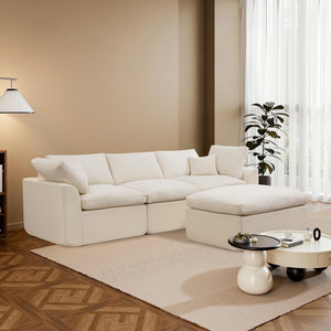 Modular L-Shape Sectional Sofa with Ottoman & Deep Seats