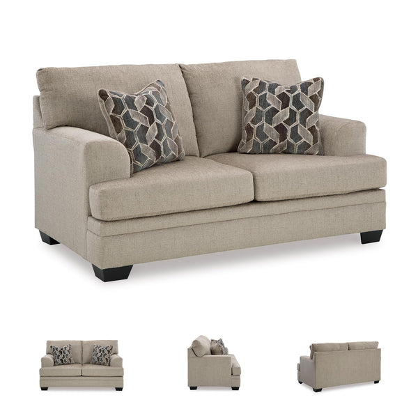 Contemporary Polyester Loveseat with Accent Pillows