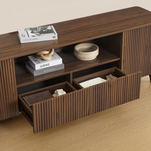 TV Stand for 80 Inch TV with Storage, Drawers & Adjustable Shelves
