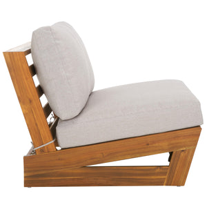 Acacia Wood Outdoor Lounge Chair Set of 2 with Cushions