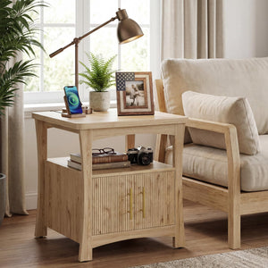Farmhouse Nightstand with Charging Station