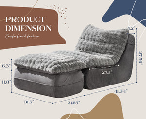 Floor Sofa Couch with Ottoman & Footrest
