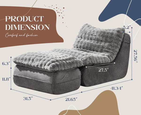 Floor Sofa Couch with Ottoman & Footrest
