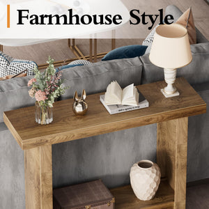 Farmhouse Console Table with Storage Shelves