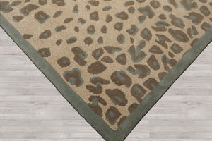 Hand-Tufted Leopard Print Wool Area Rug – Tan & Brown, Multiple Sizes