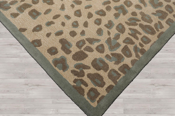 Hand-Tufted Leopard Print Wool Area Rug – Tan & Brown, Multiple Sizes