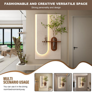 3D LED Wall Decor Sculpture with Artificial Plants & Rabbit Statue