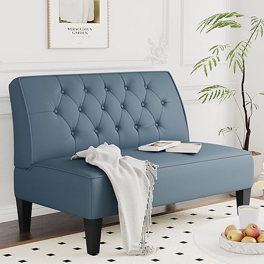 Button Tufted Loveseat Settee – 2-Seat Upholstered Sofa Bench