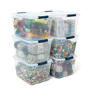 Clear 32 Qt Stackable Plastic Storage Bins with Lids – 6 Pack
