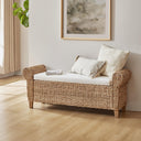 Rattan Storage Bench with Rolled Armrests